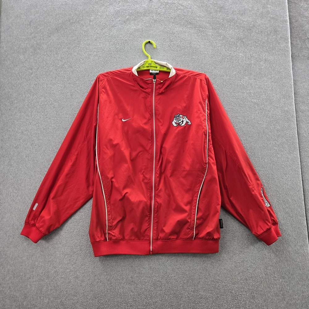 VINTAGE Fresno State Bulldogs Men Jacket L Red Embroidered Nike Clima-Fit READ